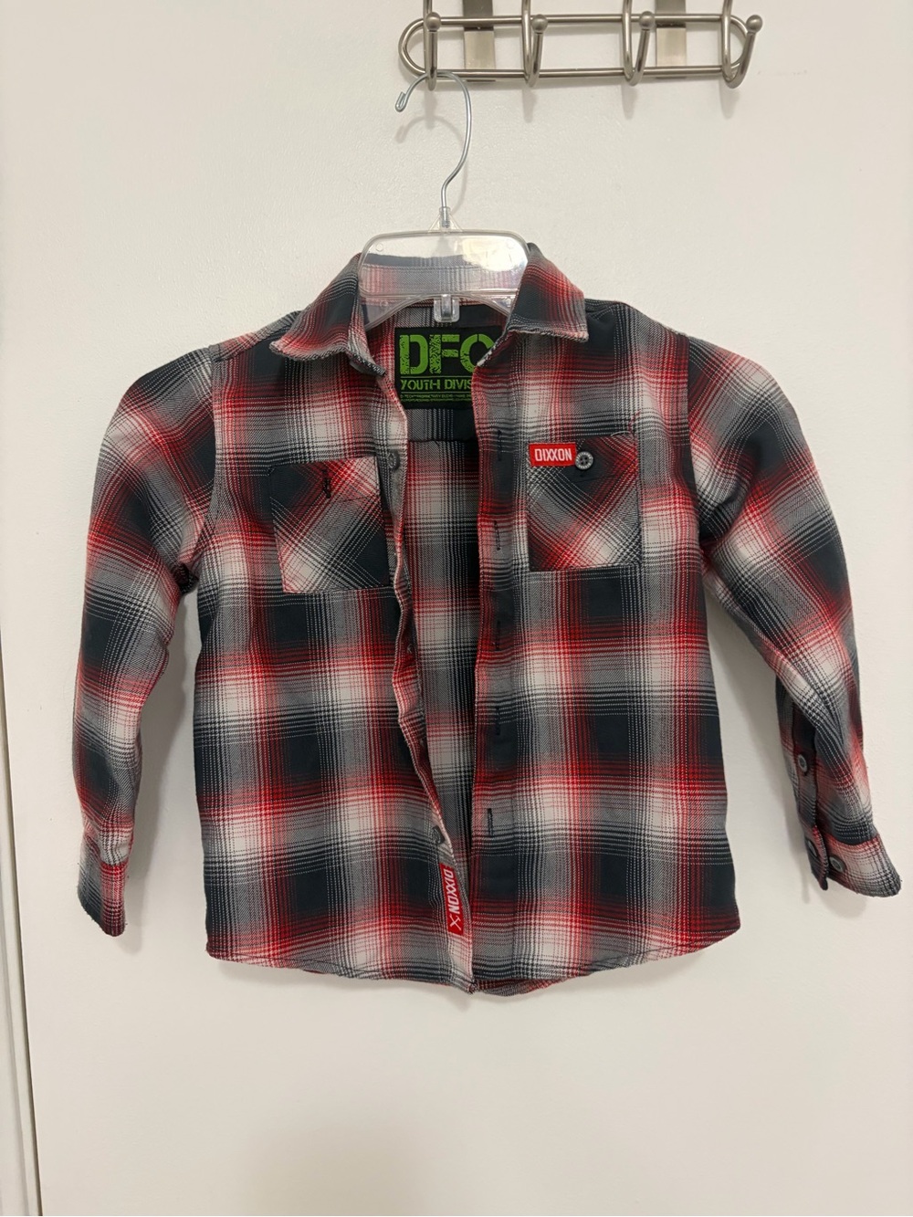 Dixxon DFC Kids Red Black & White Plaid Button-Down Shirt